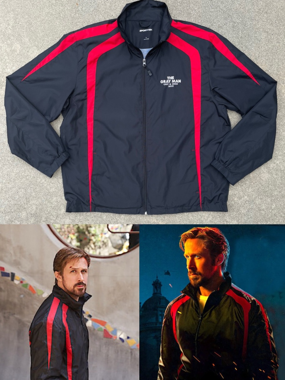 The Gray Man 2021 Russo Bros Movie Cast/Crew Windbreaker Ryan Gosling Jacket L